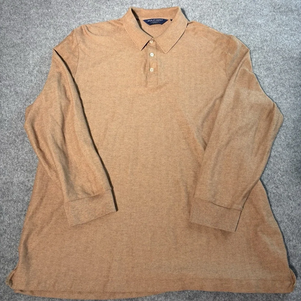 Polo Golf Polo Ralph Lauren Shirt Mens Xl Brown Cashmere Silk Long Sleeve Button